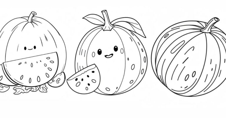 Desenho de Melão Para Colorir e Relaxar a Mente