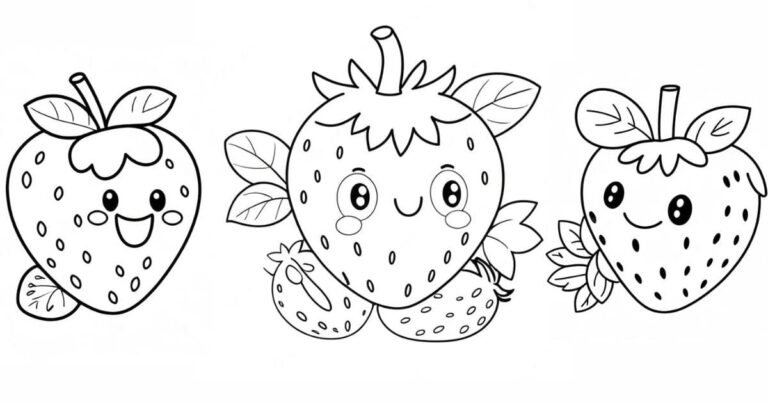 Sabor na Arte: Desenho de Morango para Colorir