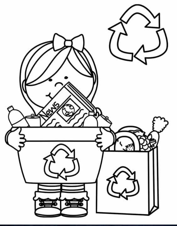 Aprenda e Pinte: Desenho do Sistema de Reciclagem Para Colorir