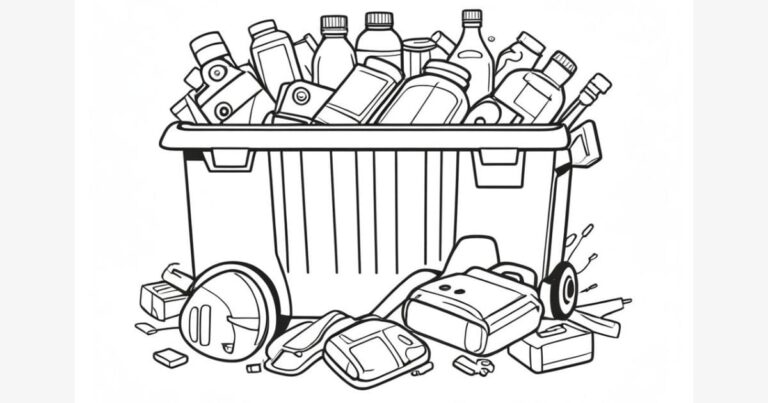 Aprenda e Pinte: Desenho do Sistema de Reciclagem Para Colorir