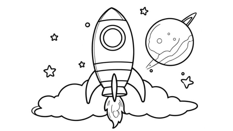 Aventura Espacial com Desenhos de Foguetes para Colorir