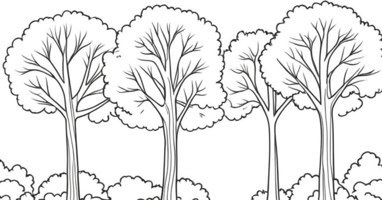 Desenho de Árvores para Colorir: Floresta Encantada