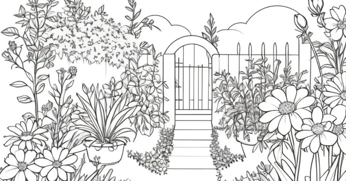 desenho para colorir jardim