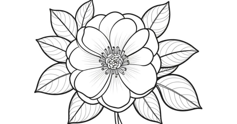 Desenho de Camélia para Colorir: A Flor da Perfeição