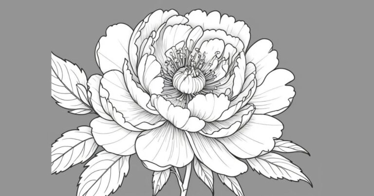 Dê Vida à Flor da Realeza: Desenho de Peônia para Colorir