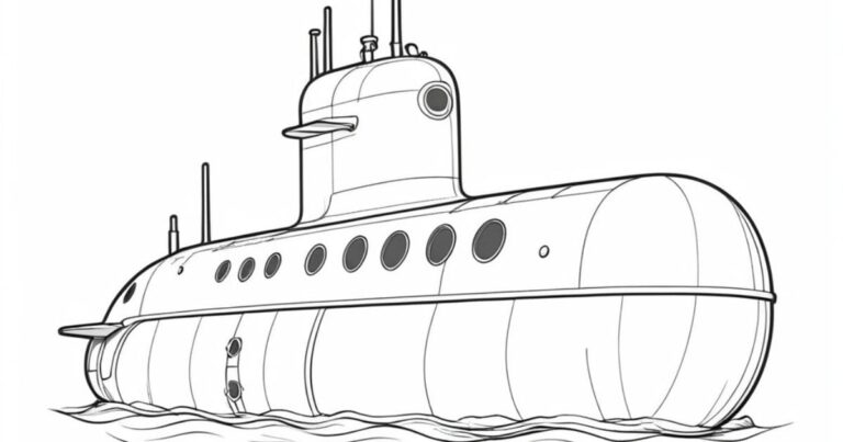 Nas Profundezas do Oceano: Desenho de Submarino para Colorir