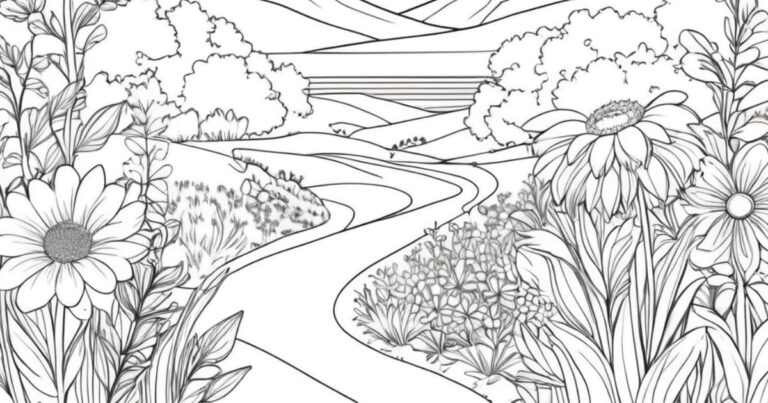Cores e Criatividade: Desenhos de Paisagem Florida para Colorir