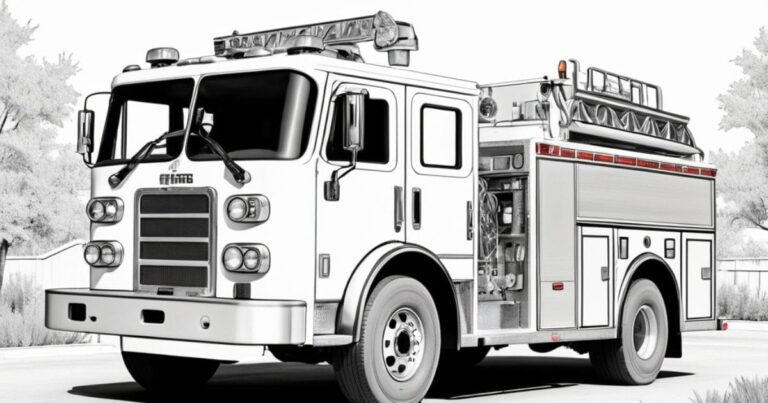 Heróis do Resgate: Carro de Bombeiros para Colorir