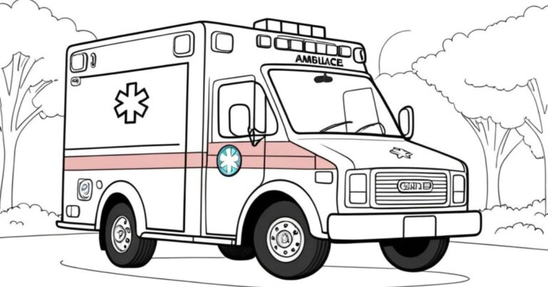 Arte e Veículos: Desenho de Ambulância para Colorir