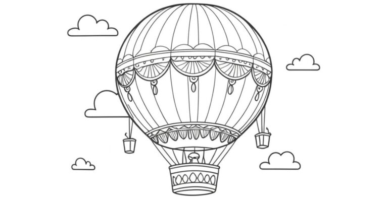 Aventura com Desenhos de Balão de Ar Quente para Colorir