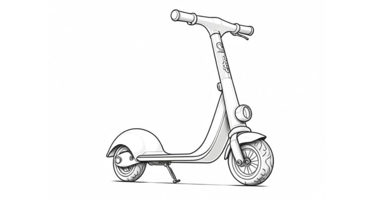 Diversão com Desenhos de Patinete para Colorir