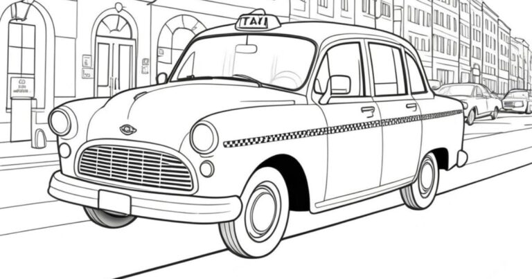 Mundo dos Transportes: Desenho de Táxi para Colorir