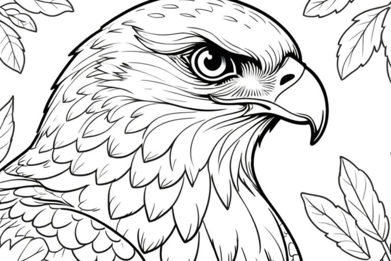 O predador das cores: desenho de gavião para colorir!