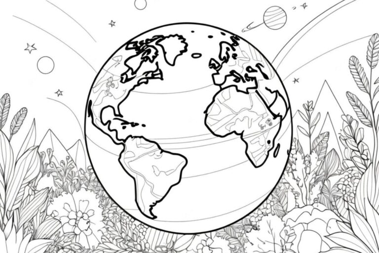 Explore o globo: desenho do planeta Terra para colorir e aprender!