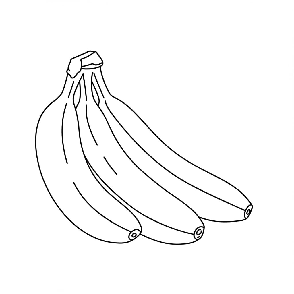 Desenho de um cacho de bananas em vetor, pronto para colorir.