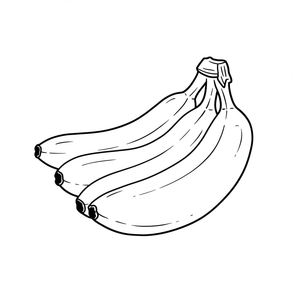 Desenho de cacho de bananas pronto para colorir.