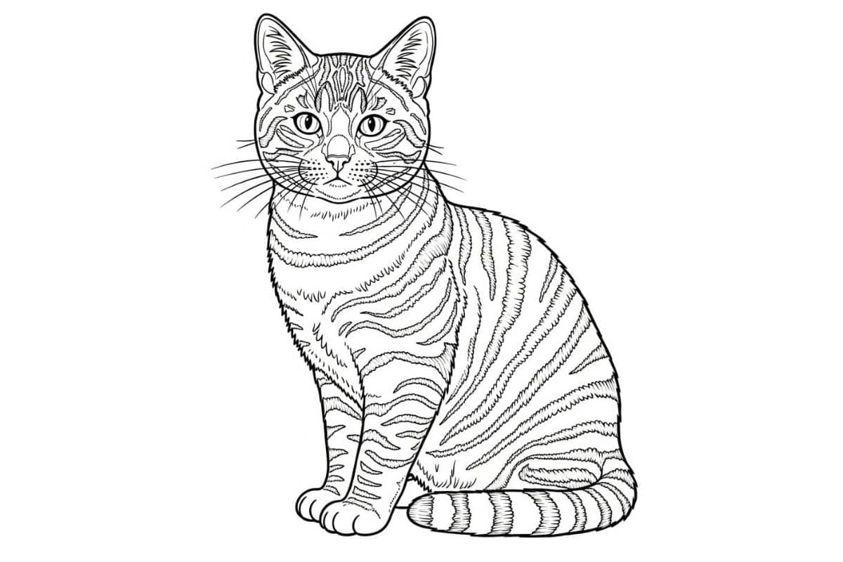 Desenhos De Gato Malhado Realista Para Colorir