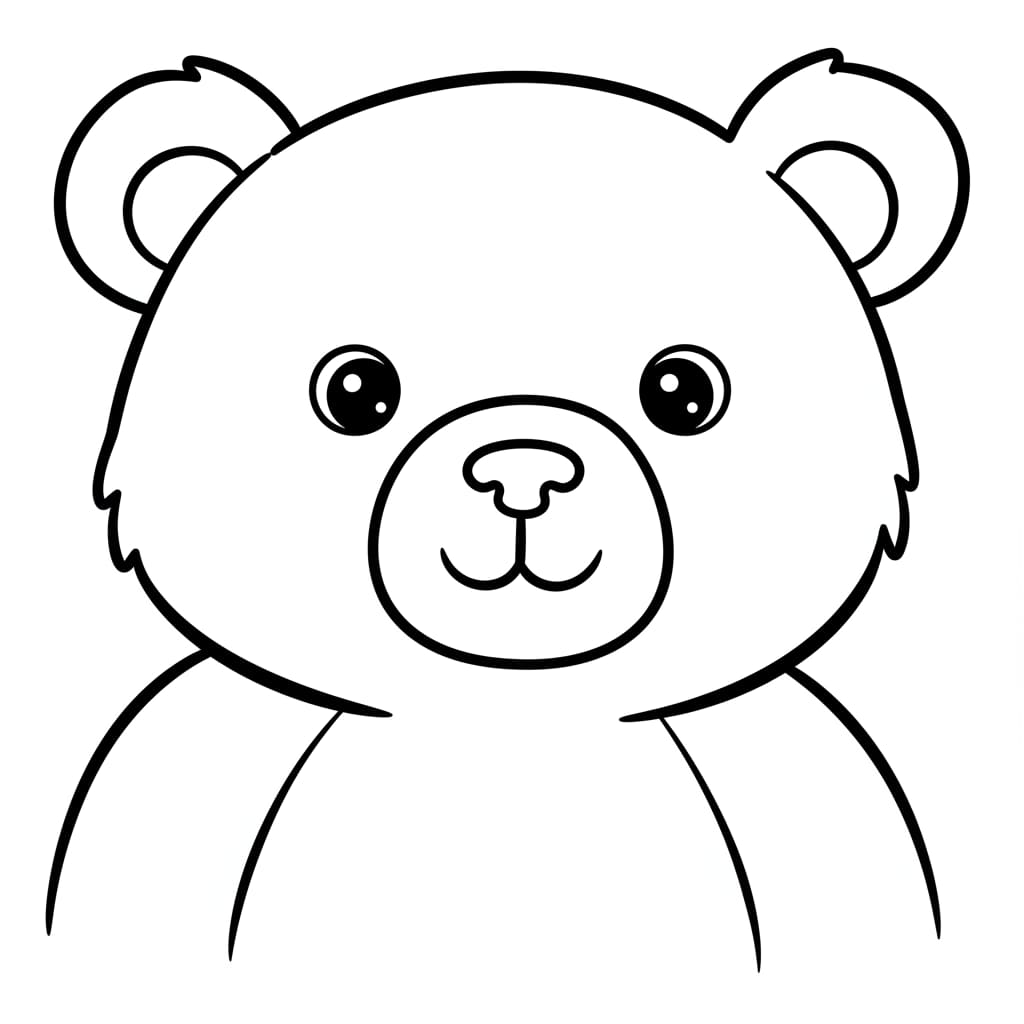 Desenho de um urso fofo, perfeito para colorir.